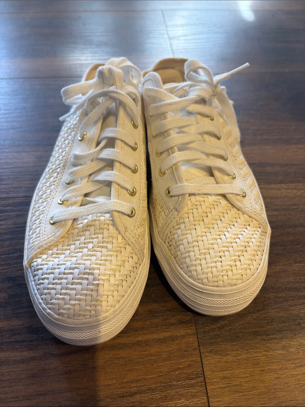 Keds White Woven Low-Top Sneakers
